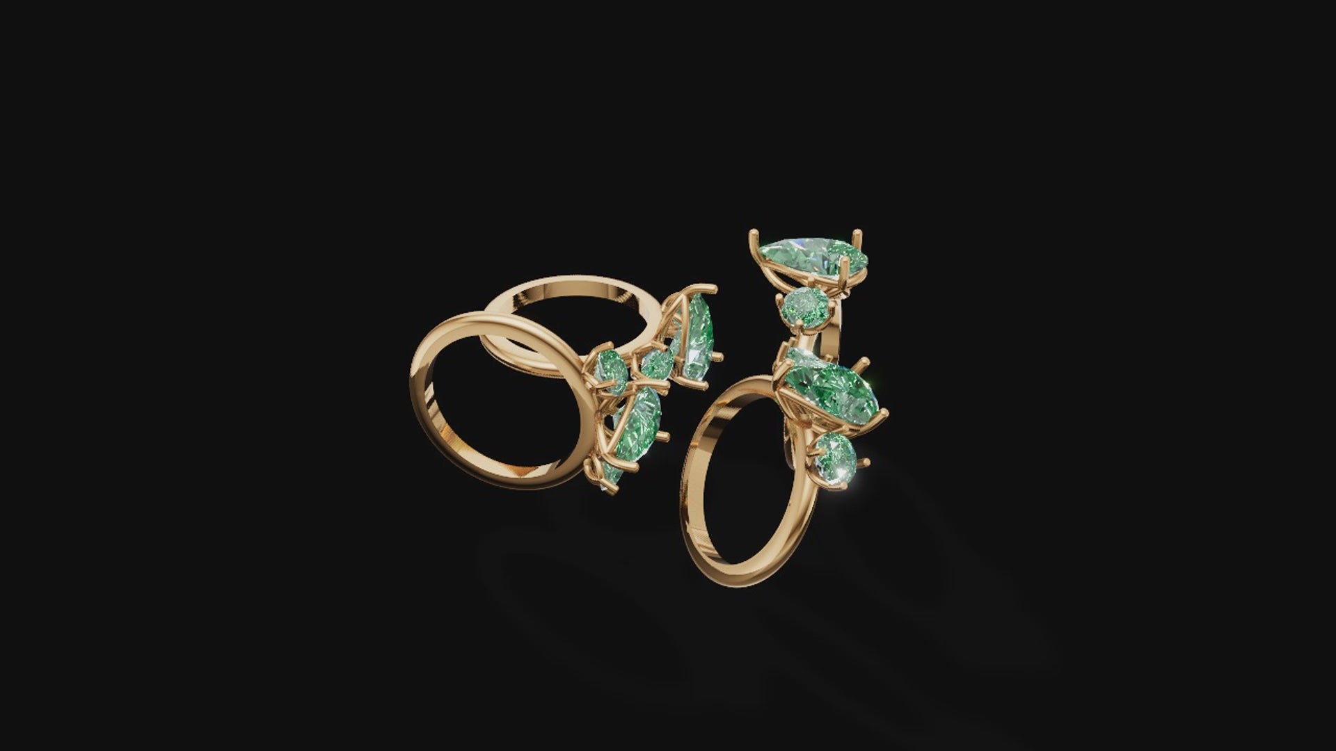 Marquise Muse Trio Ring – Contemporary Elegance in 14KT White Gold