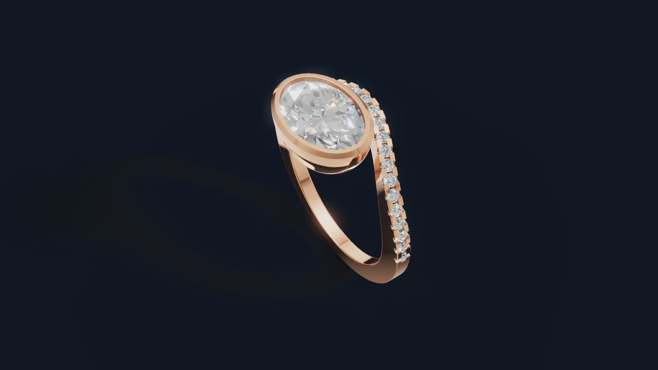 ✨ Bezel Elegance – Solitaire Diamond Ring with Accent Stones | DS IMPEX