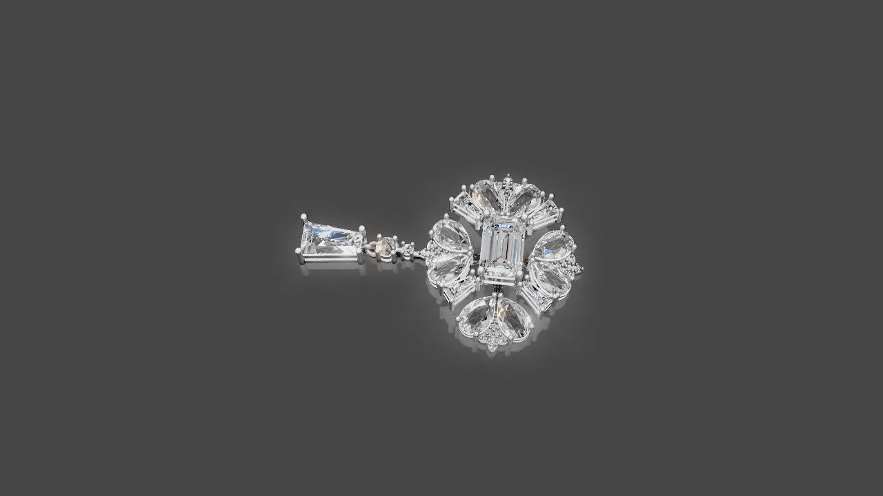 Imperial Bloom – 14K Gold Yellow & White Diamond Designer Pendant | DS IMPEX