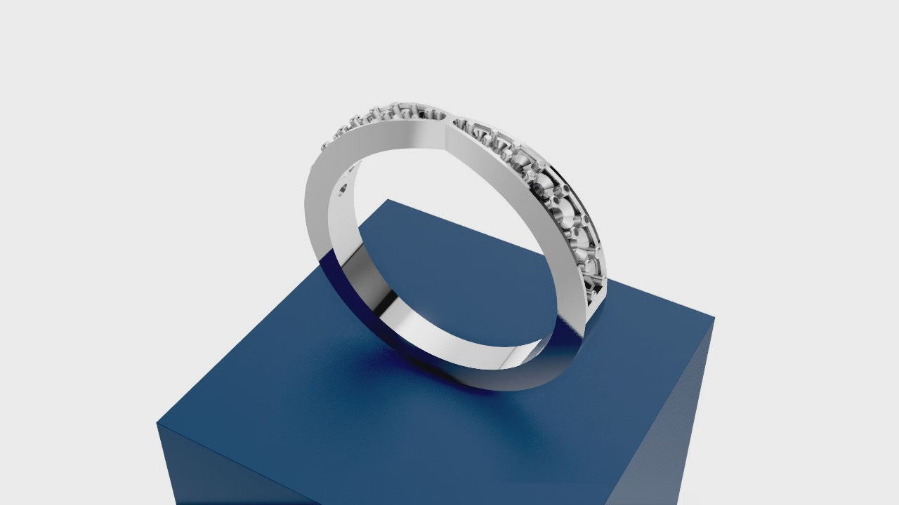 Radiant V-Cut Diamond Band Ring – Elegant White Gold Accent with Micro Pavé Sparkle | DS IMPEX Exclusive