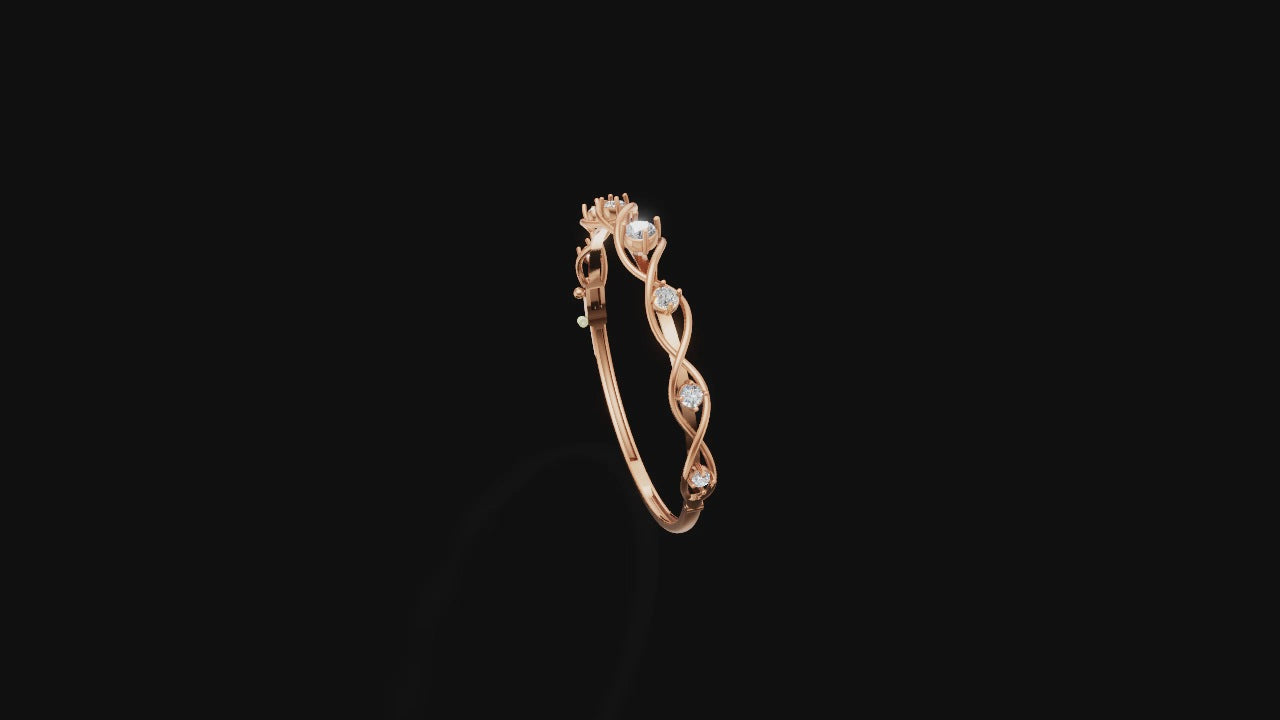 Twisted Vine Diamond Bangle | 14K Gold | DS IMPEX