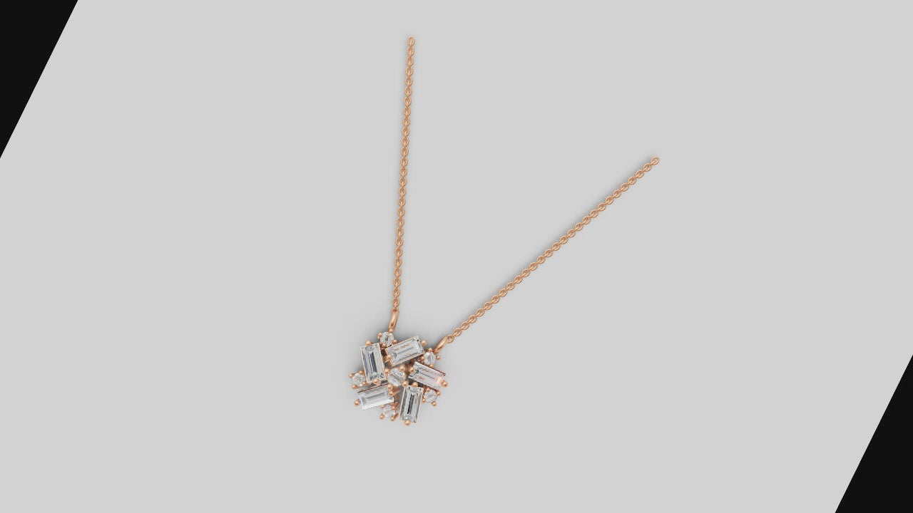 Baguette Cluster Diamond Pendant – A Symphony of Angles & Sparkle