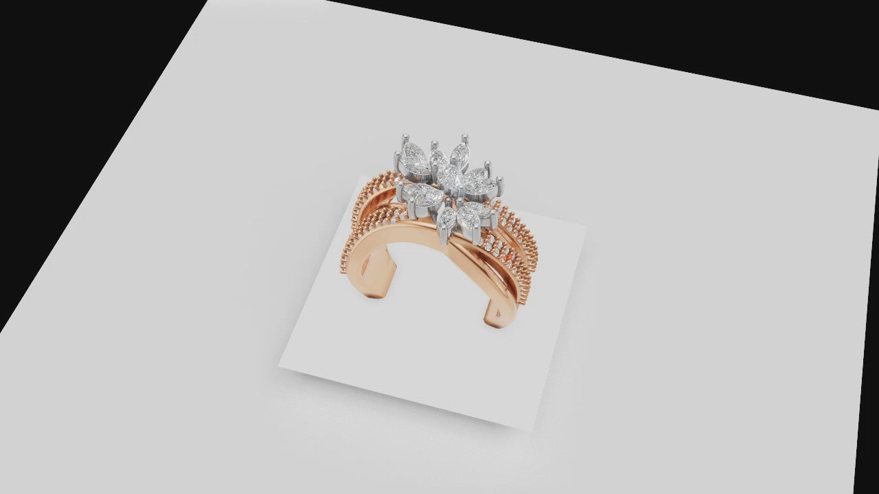 “Blossom Empress” Floral Open Ring in Rose Gold 🌹✨