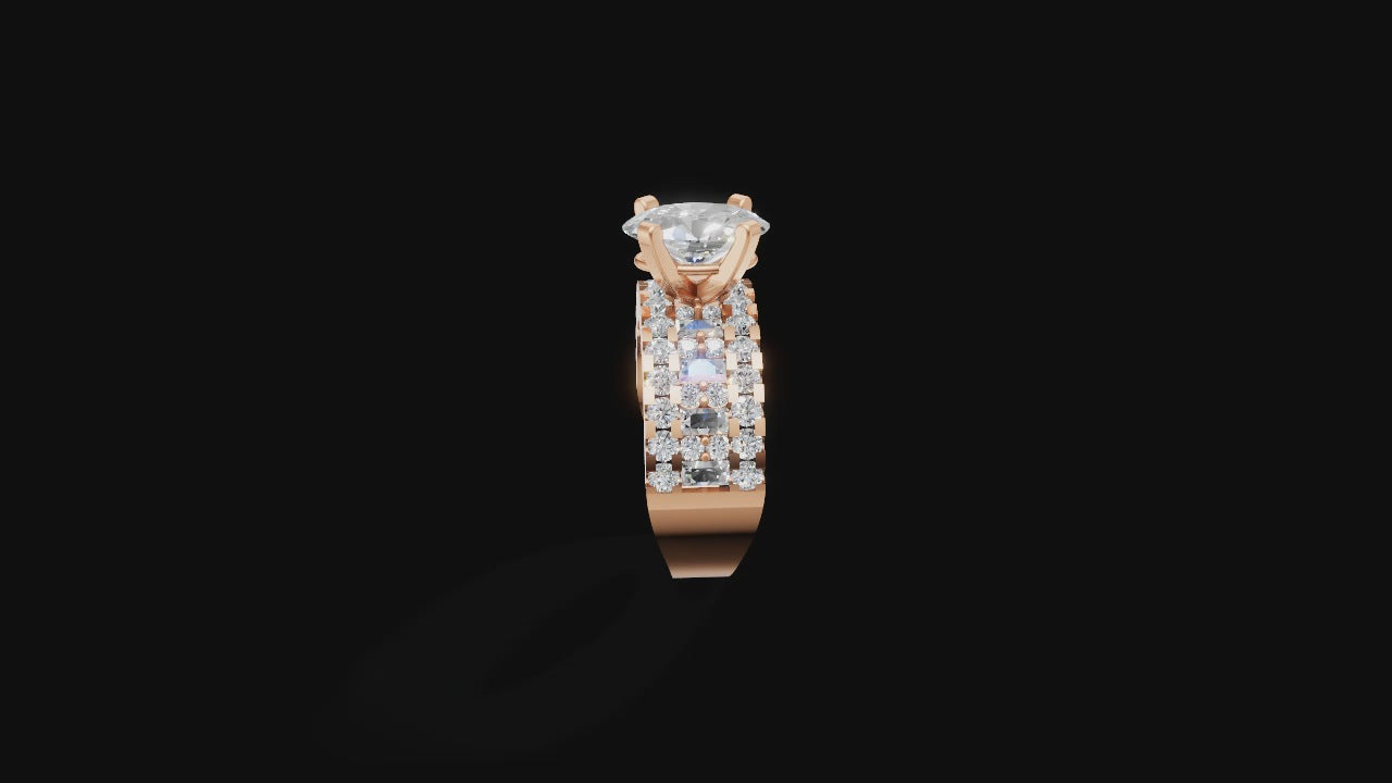 💍 Majestic Spark – Oval Solitaire Diamond Ring with Double Pave Band | DS IMPEX Signature