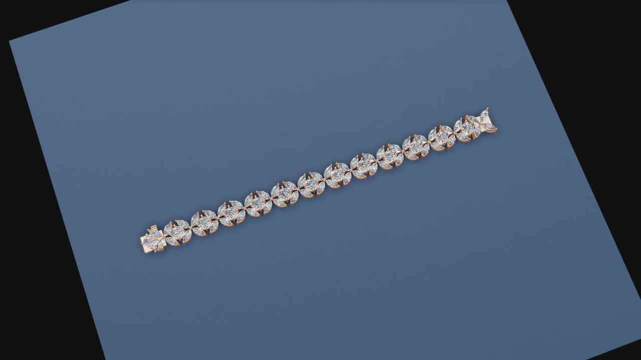 Luxe Marquise Cluster Diamond Bracelet – Elegant Floral Sparkle Design 🌸