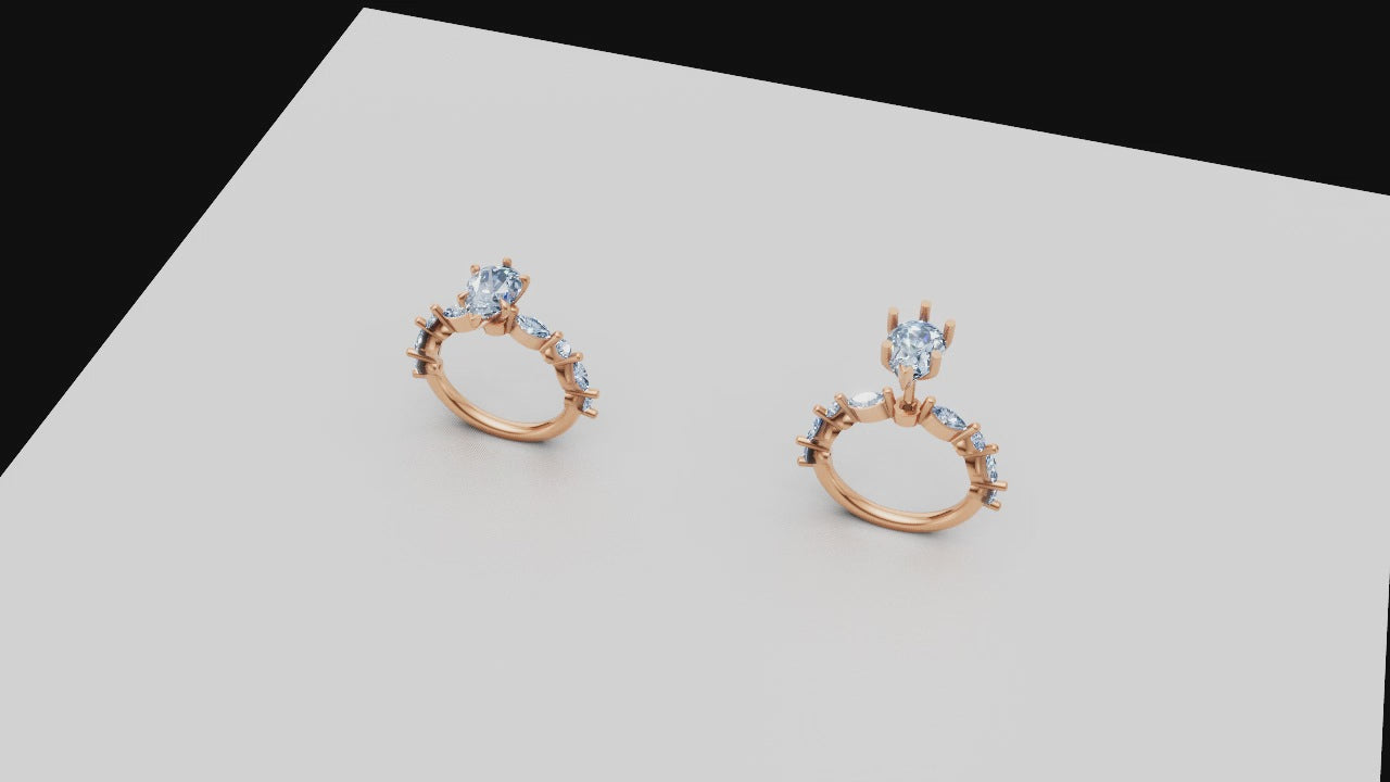 “Eternal Spark” Pear Cut Eternity Ring in Rose Gold | 14K | 3.30ct Elegance