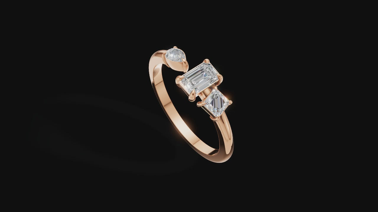 ✨ Trinity Spark – Emerald-Cut Three Stone Diamond Ring | DS IMPEX Signature