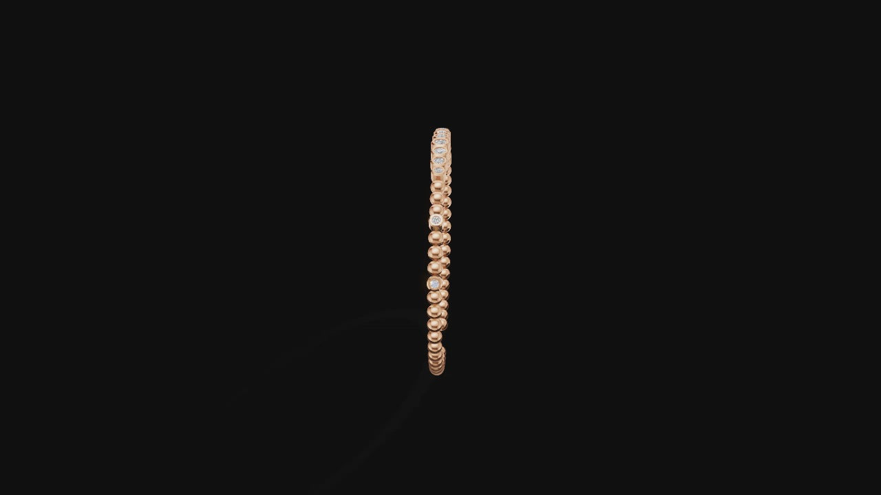 Diamond Beaded Open Bangle | 18K Gold | DS IMPEX