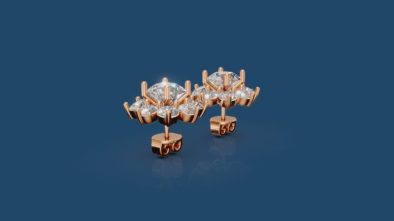 Celeste Bloom – Rose Gold Diamond Stud Earrings