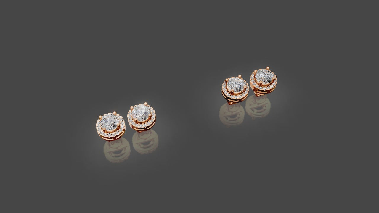 Regalia Halo – Round Cut Halo Stud Earrings