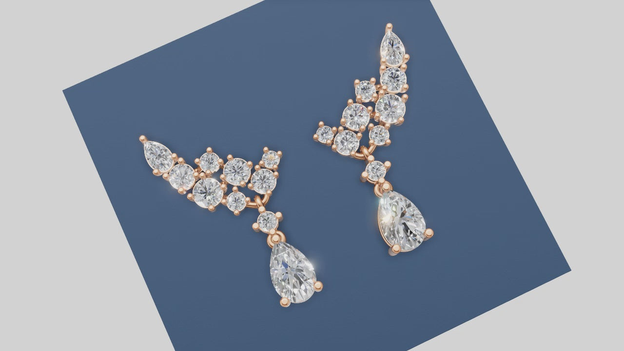 Celestial Climber Drop Earrings – Floating Brilliance with Pear-Cut Grace