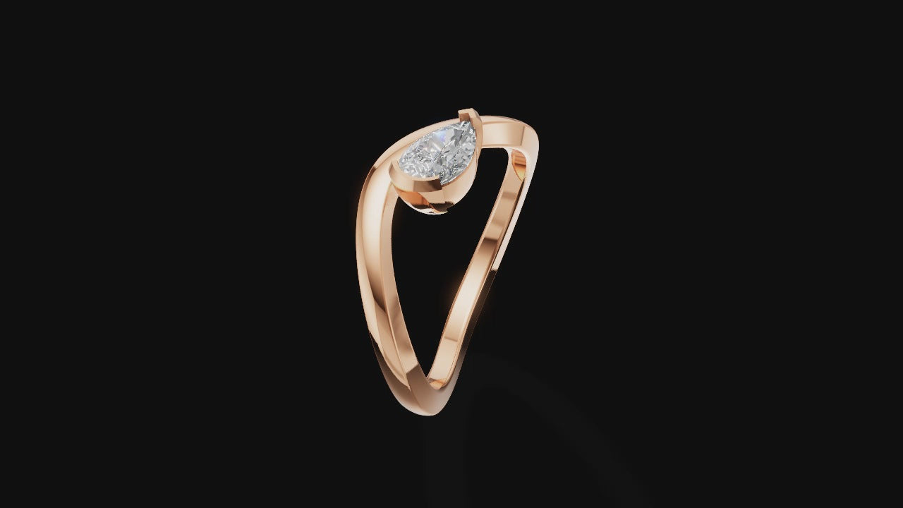 🌙 Celestial Embrace – Pear Solitaire Swirl Ring | DS IMPEX Signature