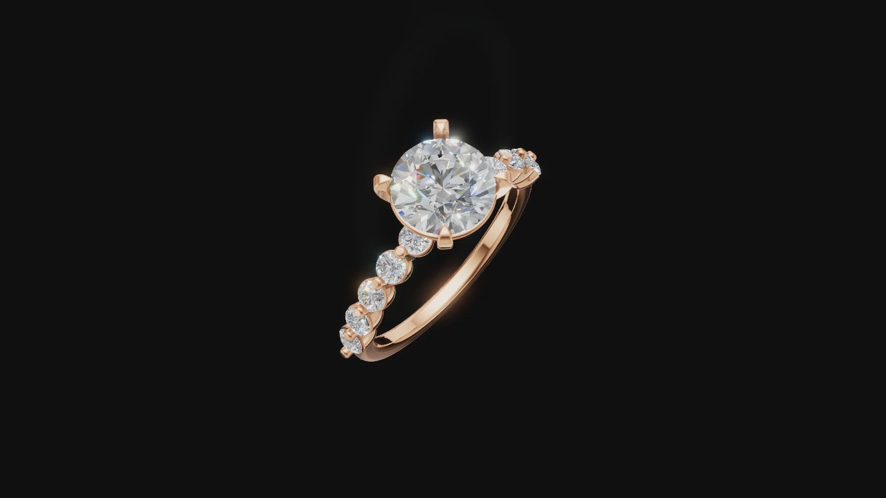 ✨ Classic Elegance – Round Brilliant Solitaire Ring with Side Diamonds | DS IMPEX