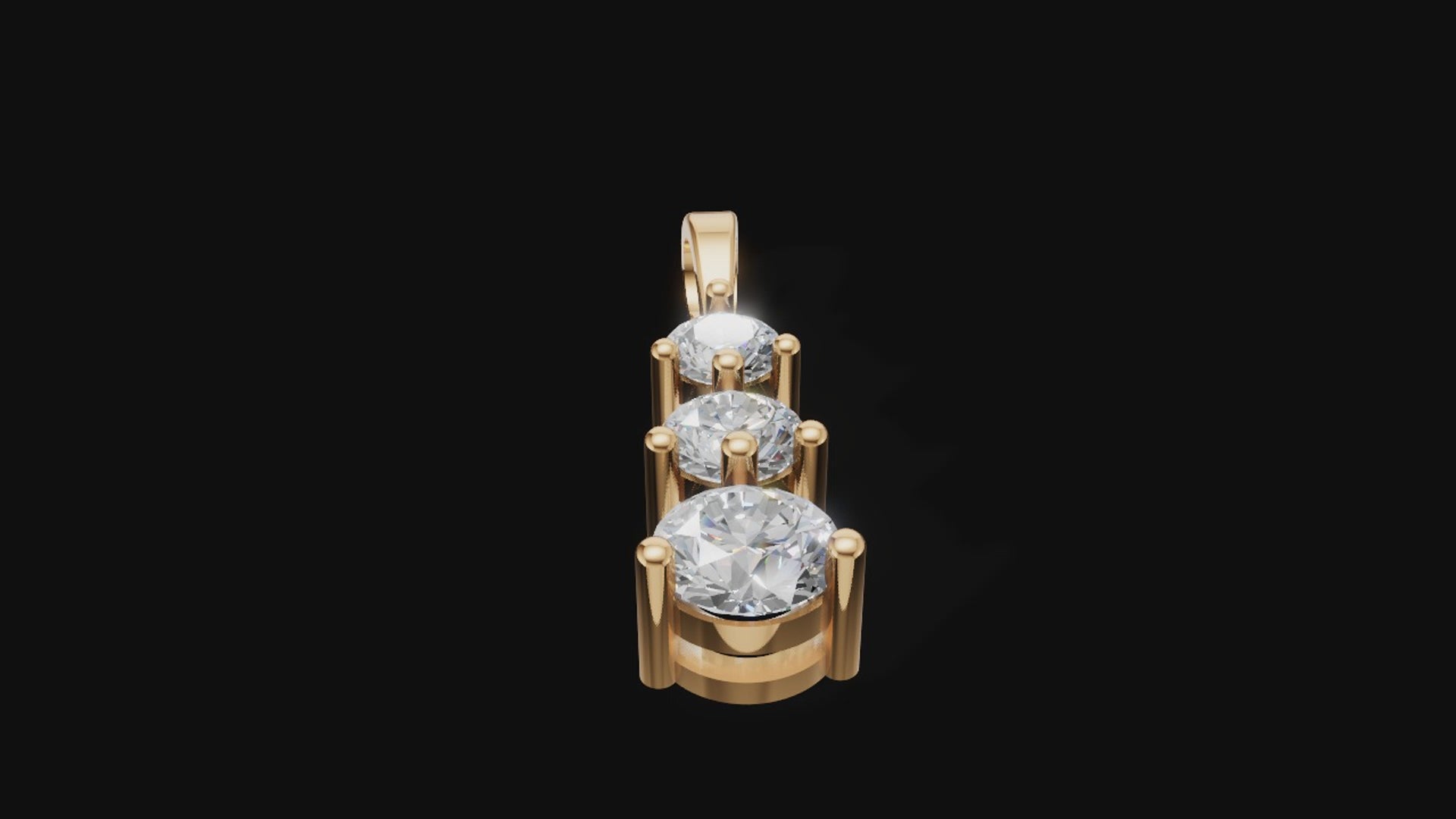 Radiant 3-Stone Rose Gold Pendant – Timeless Elegance with Round Brilliant Cut Sparkle ✨