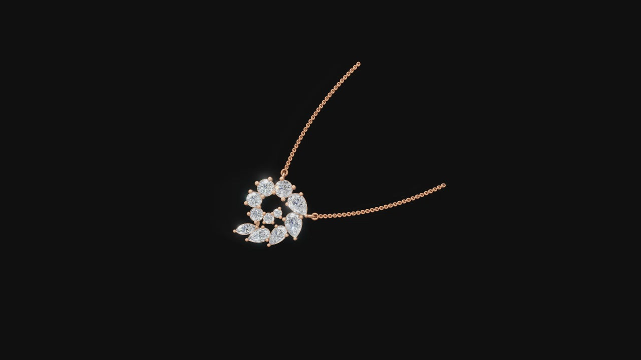 Aurora Bloom Diamond Pendant Necklace – Sculpted Sparkle in Motion