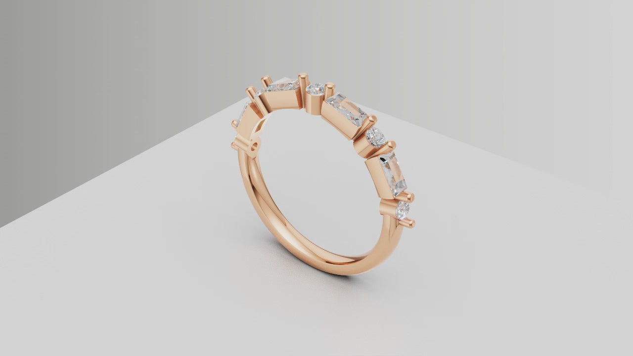 "Celeste Harmony" – Elegant Rose Gold Diamond Ring with Mixed-Cut Sparkle 💫