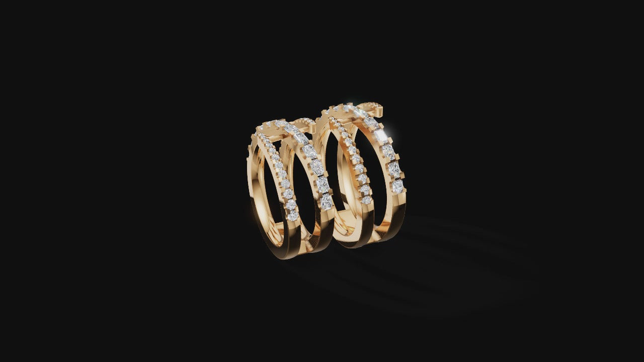 "Aurora Grasp" – Multi-Band Diamond Cage Ring in 14K Rose Gold Brilliance ✨