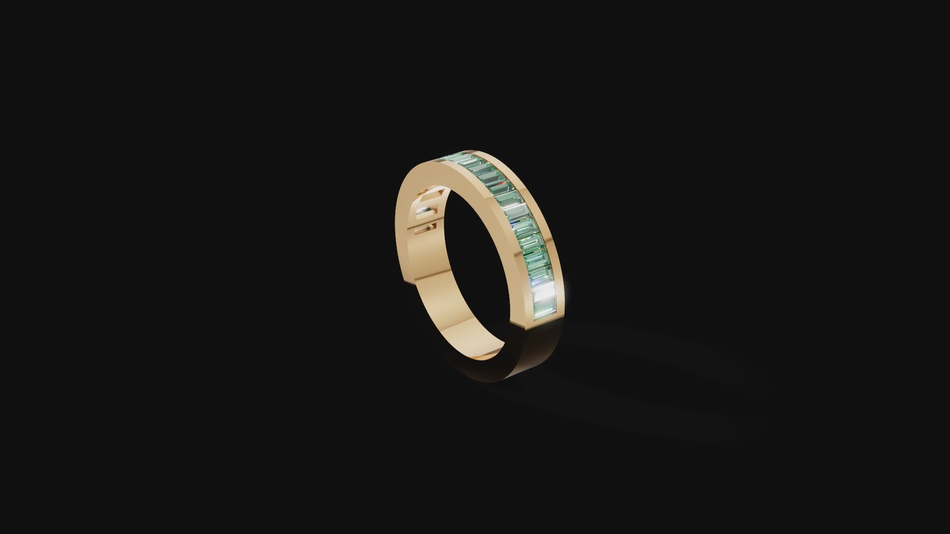 "Linear Luxe" – Baguette Diamond Channel Band in 14K Rose Gold