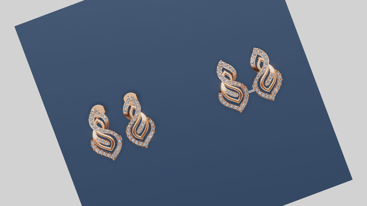 Eternal Flame Diamond Earrings – Dual-Tone Elegance in Gold & Sparkle