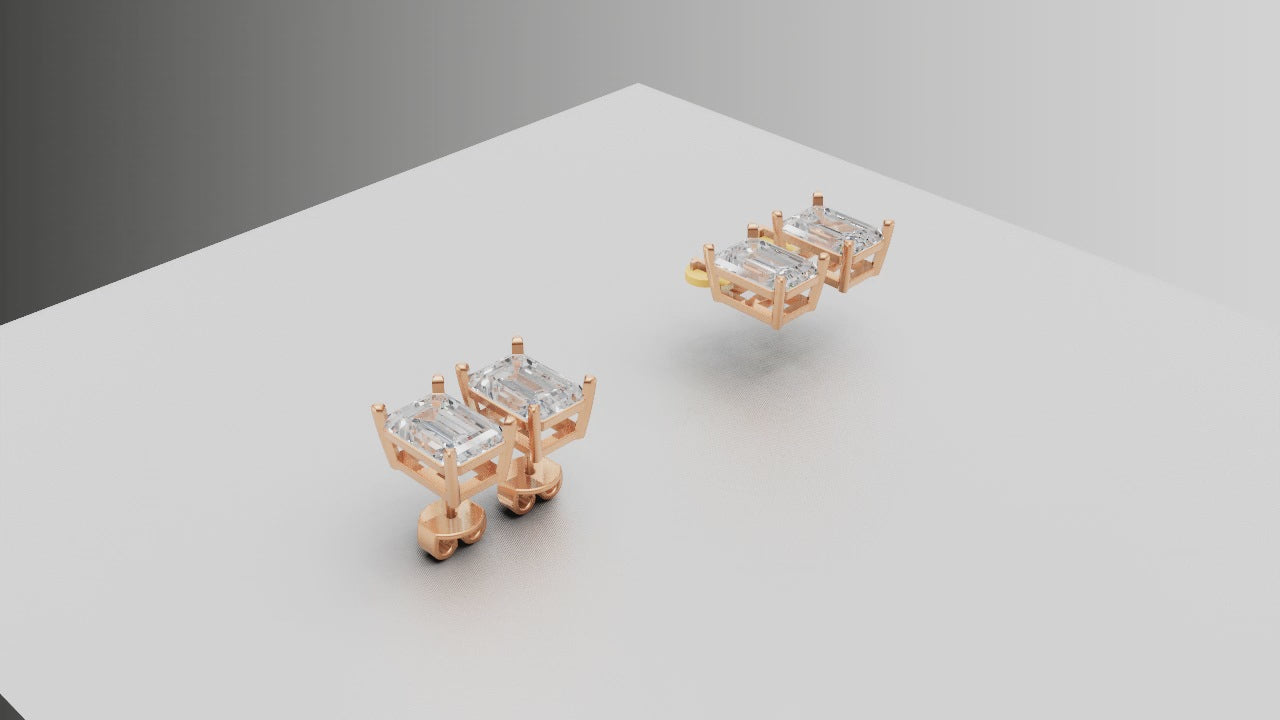 "Lumière Luxe" Emerald-Cut Stud Earrings in Rose Gold ✨